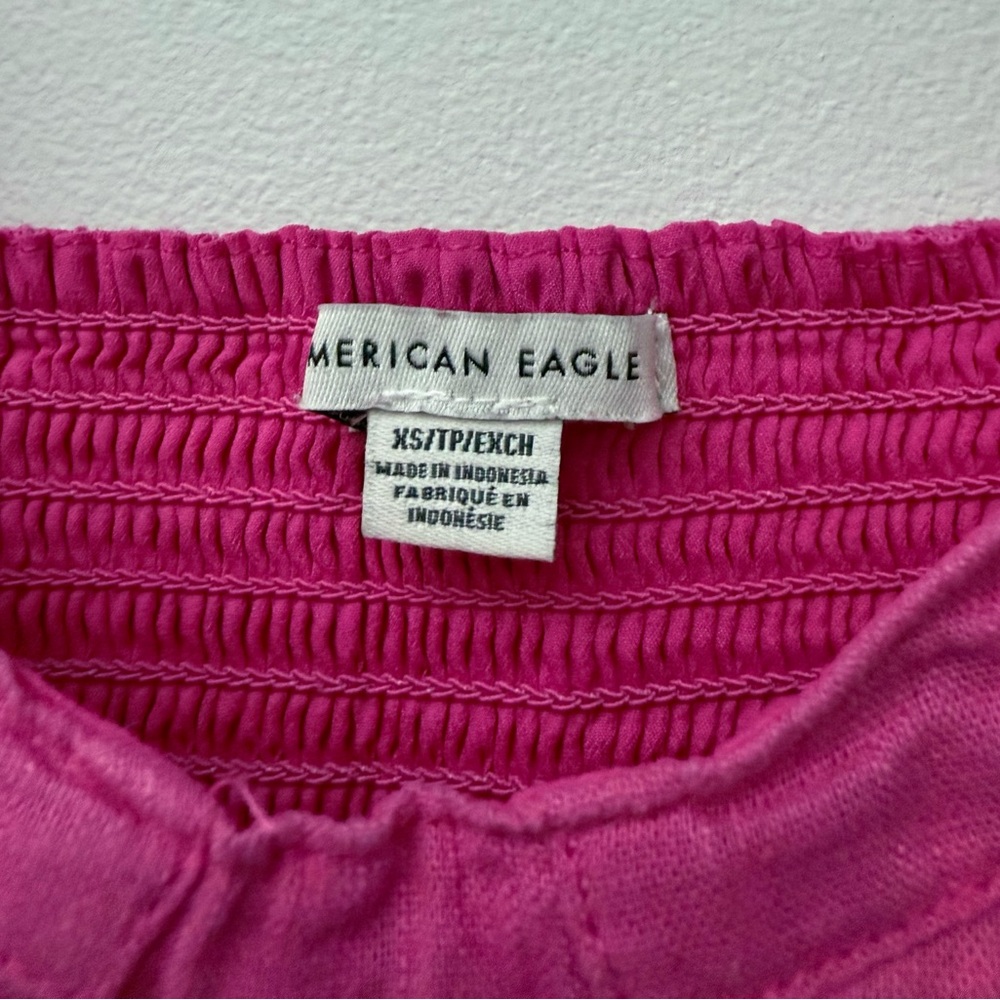 American Eagle Linen Blend Pink Peplum Babydoll Camisole Festival Tank Pink Boho - Picture 4 of 7